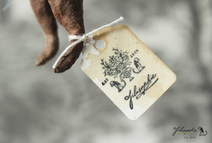Spun Cotton Ornament Brown Easter Rabbit with silver Bunny
