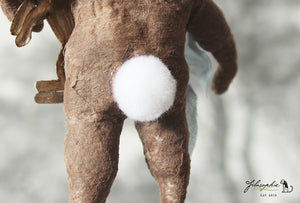 Spun Cotton Ornament Brown Easter Rabbit with silver Bunny