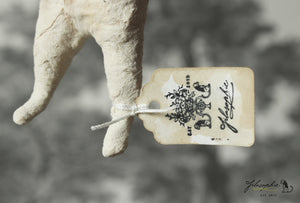 Spun Cotton Ornament White Rabbit with "Pocket Watch"