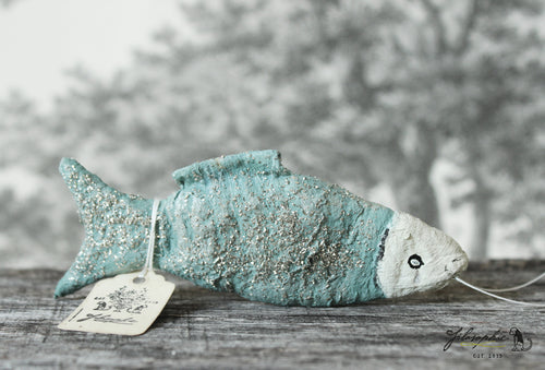 Fish with Glitter Spun Cotton Figurine