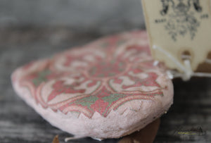 Spun Cotton Ornament Heart with Fabric Backing "With Love"