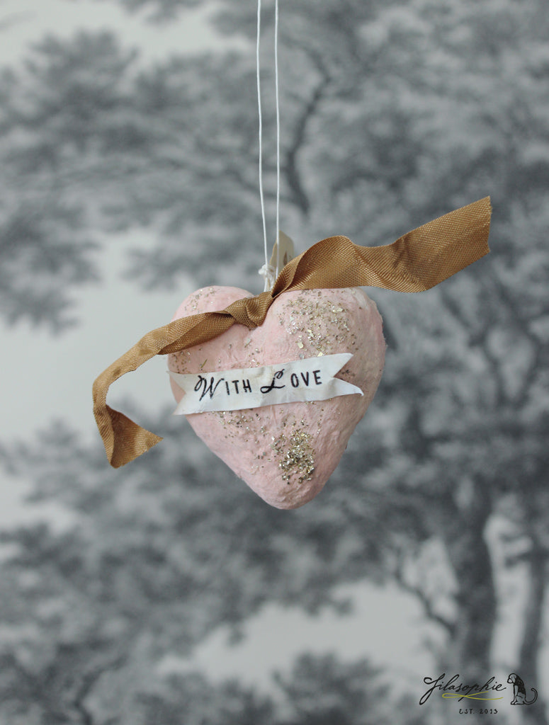 Spun Cotton Ornament Heart with Fabric Backing 