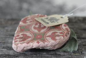 Spun Cotton Ornament Heart with Fabric Backing "Thank You"