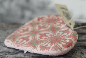 Spun Cotton Ornament Heart with Fabric Backing (Large)
