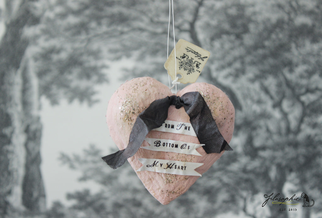 Spun Cotton Ornament Heart with Fabric Backing (Large)
