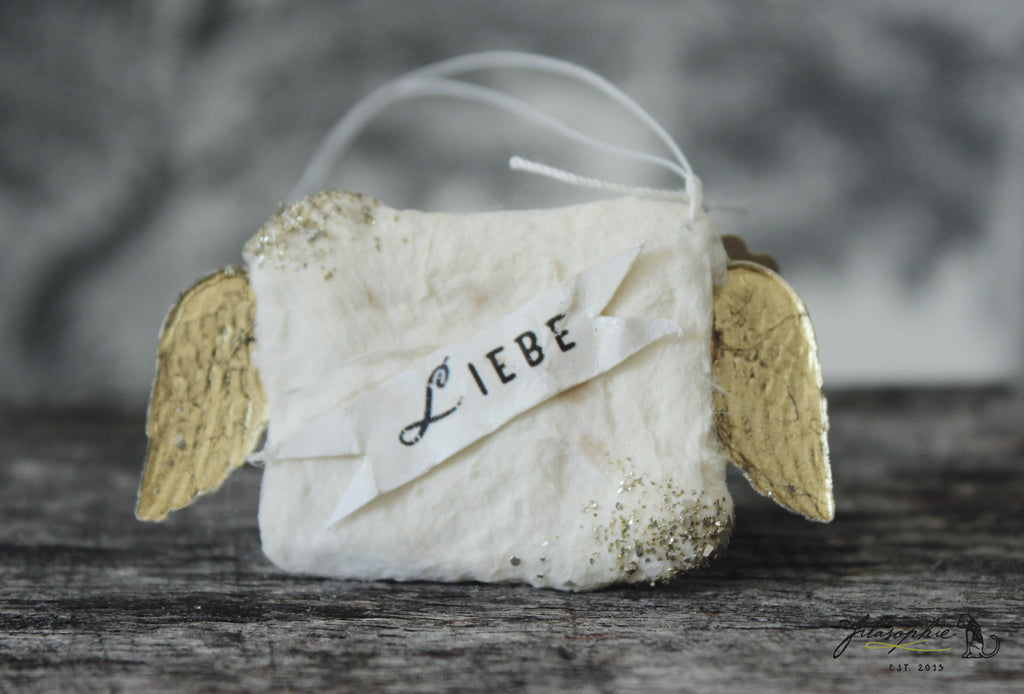 Spun Cotton Ornament Winged Love Letter 