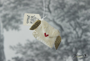 Spun Cotton Ornament Winged Love Letter "Liebe"
