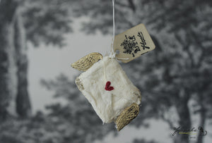 Spun Cotton Ornament Winged Love Letter "True Love"