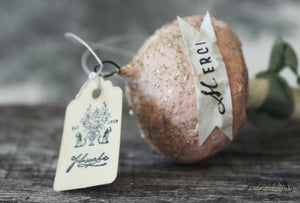 Spun Cotton Ornament Brown Mushroom "Merci"