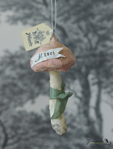 Spun Cotton Ornament Brown Mushroom 