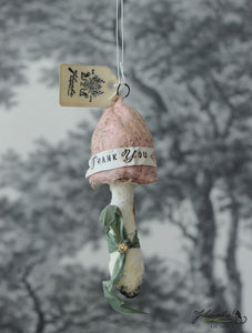 Spun Cotton Ornament Brown Mushroom