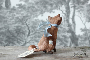 Spun Cotton Standing Figurine Sitting Curious Fox (small)