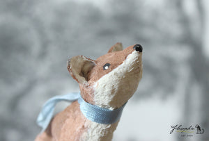 Spun Cotton Standing Figurine Sitting Curious Fox (small)