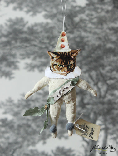 Spun Cotton Ornament Cat Clown 