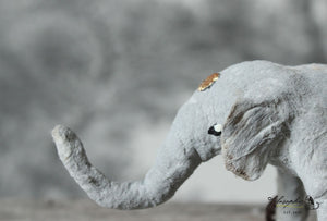 Spun Cotton Ornament Elephant on Wheels