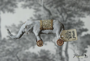Spun Cotton Ornament Elephant on Wheels
