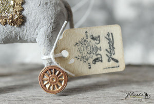 Spun Cotton Ornament Elephant on Wheels