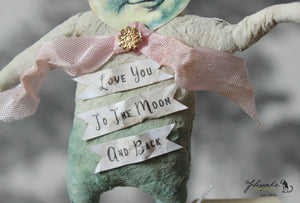 Spun Cotton Ornament Moon "Love"