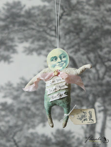 Spun Cotton Ornament Moon "Love"