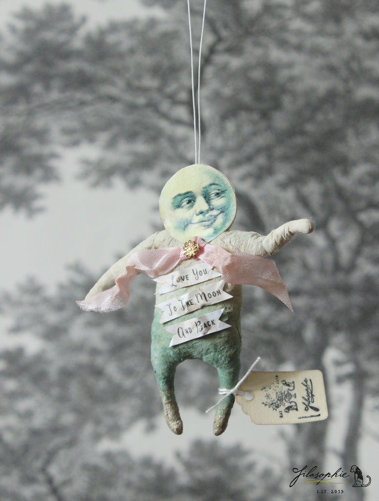 Spun Cotton Ornament Moon 