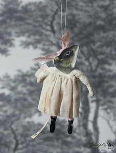 Spun Cotton Ornament Mouse Girl with Cake