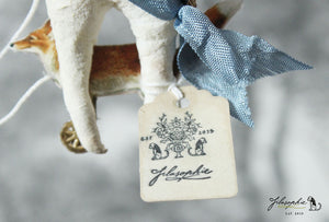 Spun Cotton Ornament Terrier with Fox Pull Toy
