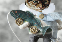 Laden Sie das Bild in den Galerie-Viewer, Spun Cotton Ornament Spring Cat with Pulltoy