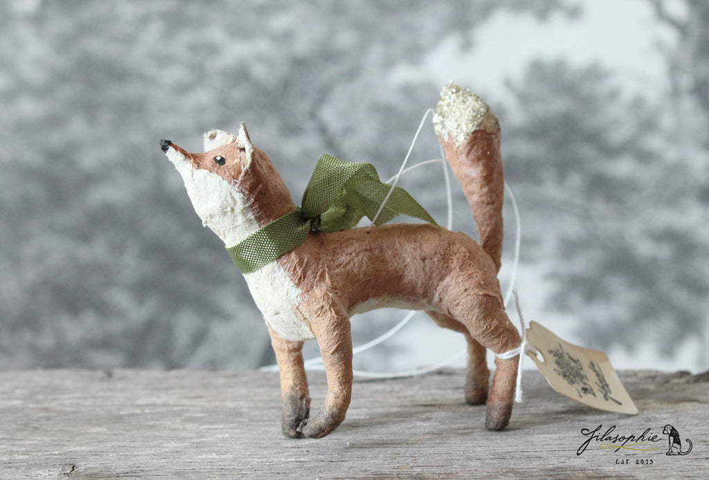 Spun Cotton Ornament Curious Fox