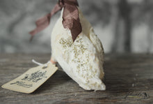 Laden Sie das Bild in den Galerie-Viewer, Spun Cotton Standing Figurine Curious Goose with Taupe  Ribbon