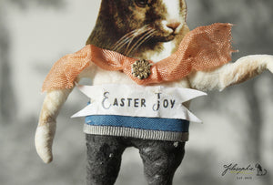 Spun Cotton Ornament Brown Rabbit with Partyhat