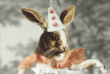 Laden Sie das Bild in den Galerie-Viewer, Spun Cotton Ornament Brown Rabbit with Partyhat
