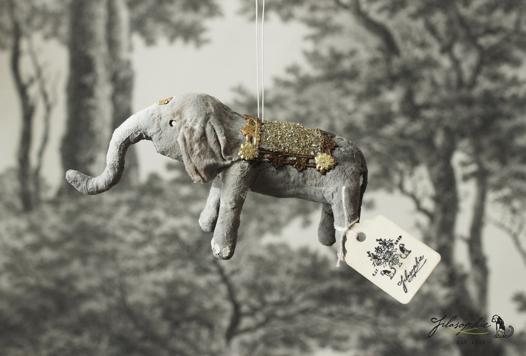 Spun Cotton Ornament Elephant