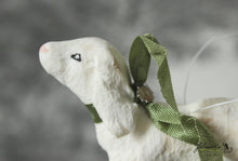Laden Sie das Bild in den Galerie-Viewer, Spun Cotton Ornament Easter Lamb with Green Ribbon
