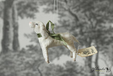 Laden Sie das Bild in den Galerie-Viewer, Spun Cotton Ornament Easter Lamb with Green Ribbon