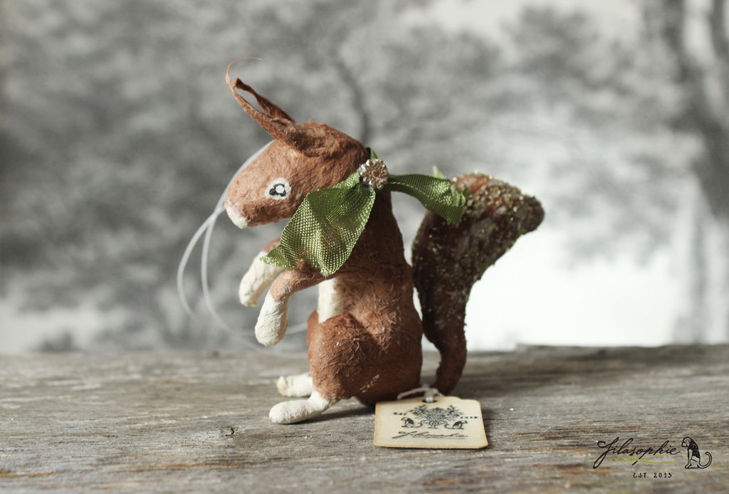 Spun Cotton Ornament Mini Squirrel