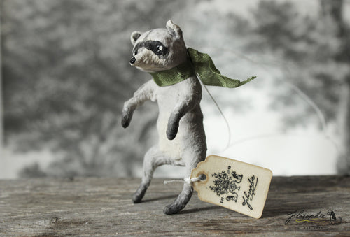 Spun Cotton Ornament Mini Racoon