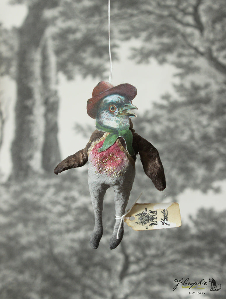 Spun Cotton Ornament Songbird Robin Wanderer