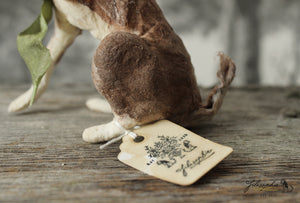 Spun Cotton Standing Figurine Sitting Hare Paw