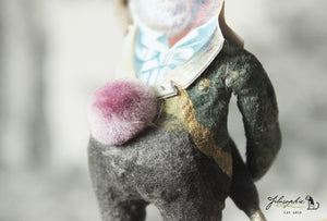 Spun Cotton Ornament Songbird Gentleman with Umbrella