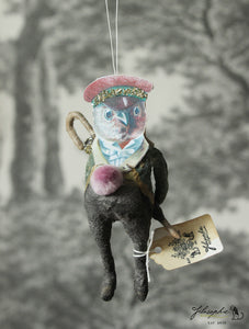 Spun Cotton Ornament Songbird Gentleman with Umbrella