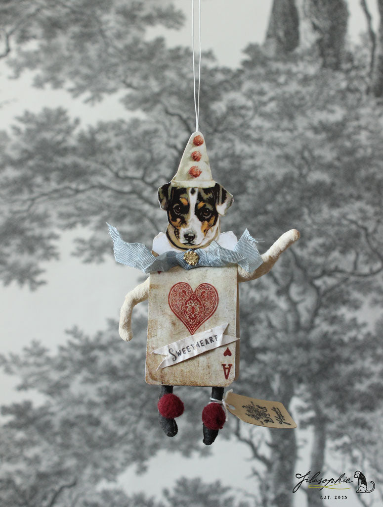 Spun Cotton Ornament Terrier Play Cards