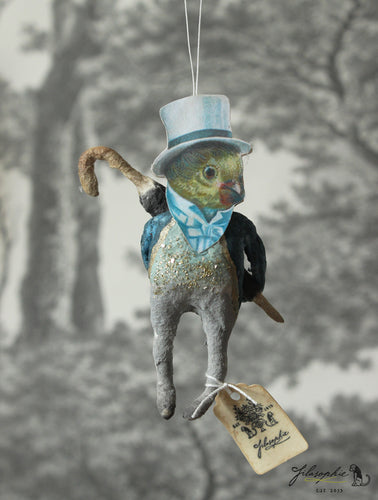 Spun Cotton Ornament Songbird Canary with Umbrella