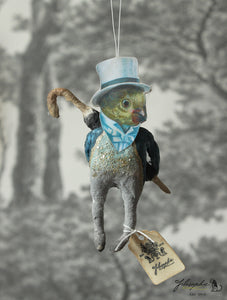 Spun Cotton Ornament Songbird Canary with Umbrella