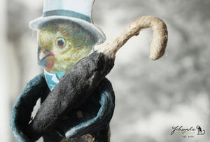 Spun Cotton Ornament Songbird Canary with Umbrella
