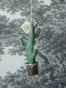 Cactus with Glitter Spun Cotton Figurine