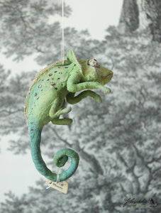 Chameleon with Glitter Spun Cotton Figurine