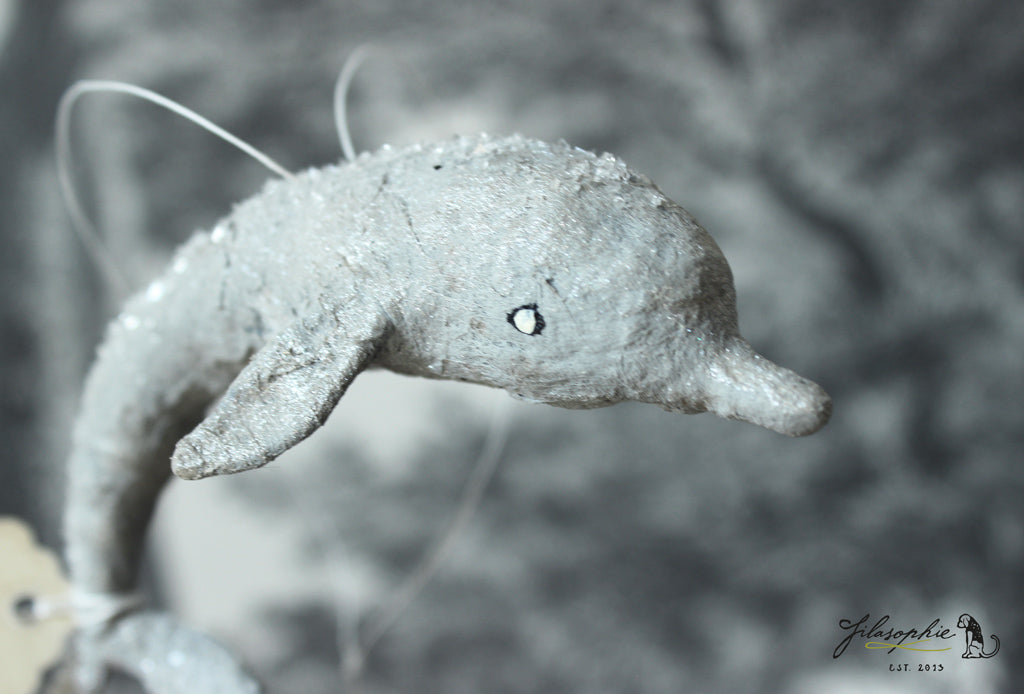 Dolphin with Glitter Spun Cotton Figurine