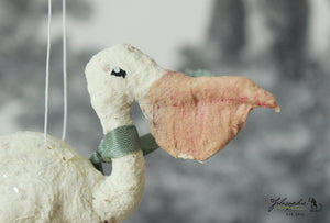 Pelican with Glitter Spun Cotton Figurine