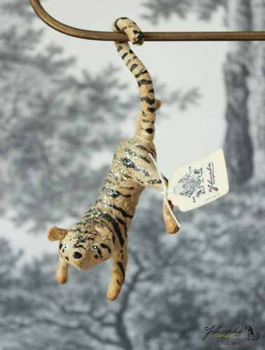 Dancing Tiger with Glitter Spun Cotton Figurine