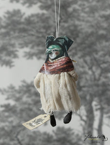 Spun Cotton Ornament Songbird Girl "Alsace" with Stork